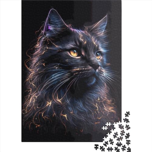 Magische Katze 1 Puzzle 1000 Teile für Erwachsene Puzzles für Teenager 1000 Teile Puzzle Lernspiele Einzigartiges Geschenk für Geburtstag Weihnachten 1000 Teile (75 x 50 cm) von LBLmoney