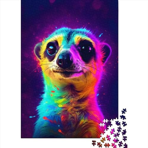 Neon Meerkat Puzzle 300 Teile,für Erwachsene, Impossible Puzzle,farbenfrohes Legespiel,Geschicklichkeitsspiel Für Die Ganze Familie,Erwachsenenpuzzle Puzzel 300pcs (40x28cm) von LBLmoney