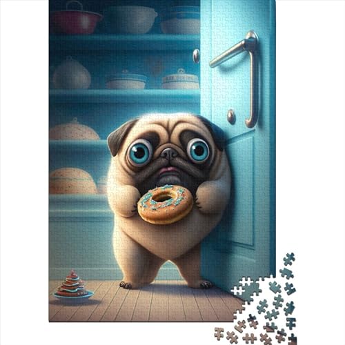 Pug Stealing Donuts Puzzles500 Teile, Puzzle Für Erwachsene, Geschicklichkeitsspiel Für Die Ganze Familie, Klassische Puzzle,Geburtstagsgeschenk Erwachsenen Puzzlespiel Puzzel 500pcs (52x38cm) von LBLmoney