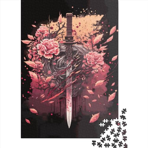 Puzzle 1000 Teile Samurai-Schwert-Puzzles Erwachsene und Jugendliche Schwierigkeitsgrad Puzzles Puzzle aus Holz Quadratische Puzzles Lernspiele Spielzeug 1000 Stück (75 x 50 cm) von LBLmoney