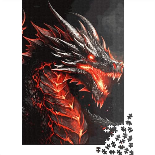 Puzzle 1000 Teile Schwarzer Drache Puzzle Puzzle für Erwachsene und Jugendliche Schwierigkeitsgrad Puzzle Holzpuzzle Lernspiel Spielzeug Familiendekoration 1000 Stück (75 x 50 cm) von LBLmoney