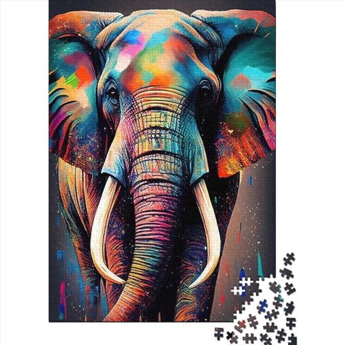 Puzzle für Erwachsene, 300-teilige Puzzles für Jugendliche, Elefanten-Pop-Art-Tier-Puzzles, Familie, herausfordernde Spiele, Unterhaltung, Spielzeug, Geschenke, 300 Teile (40 x 28 cm) von LBLmoney