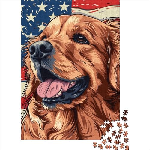 Puzzle für Erwachsene, 500 Teile, Golden Retriever, Holzpuzzle, Erwachsenenpuzzle, Puzzle für Erwachsene, Teenager, 500 Stück (52 x 38 cm) von LBLmoney