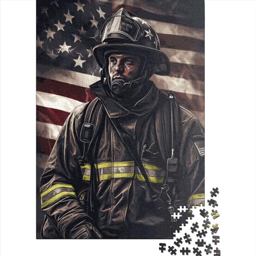 Puzzle für Erwachsene, Feuerwehrmann USA, 1000 Teile, Holzpuzzles für Erwachsene und Jugendliche, Heimdekoration, Denkspiel, Wandkunst, einzigartiges Geschenk, 1000 Stück (75 x 50 cm) von LBLmoney