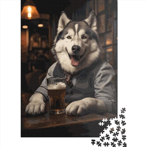 Puzzle für Erwachsene, Husky-Hund, 1000 Teile, Holzpuzzles für Erwachsene und Jugendliche, Heimdekoration, Denkspiel, Wandkunst, einzigartiges Geschenk, 1000 Stück (75 x 50 cm) von LBLmoney