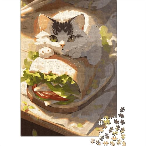 Puzzles 1000 Teile für Erwachsene, Brot-Katze-Puzzle, Holzpuzzle, kreative Puzzles, Teenager-Puzzles, Lernspiele, Spielzeug, 1000 Stück (75 x 50 cm) von LBLmoney