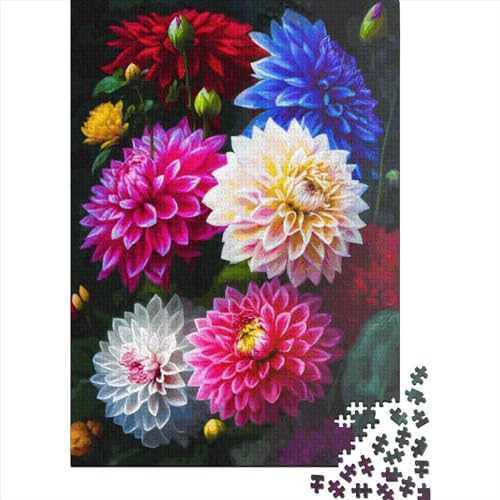 Puzzles 1000 Teile für Erwachsene, Dahlienblumen, Holzpuzzle, 1000 Teile, Puzzle für Familienaktivitäten, Lernspiele, 1000 Teile (75 x 50 cm) von LBLmoney