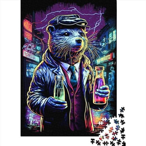 Puzzles für Erwachsene, 1000-teilige Puzzles für Erwachsene, Otter Neon1, Puzzles aus Holz, kreatives Puzzle, Familie, Freunde, Spiel, Puzzle, lustiges Spielzeug, Geschenke, 1000 Stück (75 x 50 cm) von LBLmoney