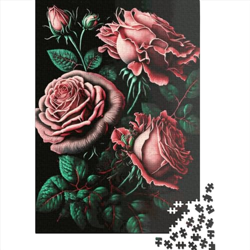 Puzzles für Erwachsene, 300-teilige Puzzles für Erwachsene, rosa Rosen, Puzzles aus Holz, kreatives Puzzle, Familie, Freunde, Spiel, Puzzle, lustiges Spielzeug, Geschenke, 300 Stück (40 x 28 cm) von LBLmoney