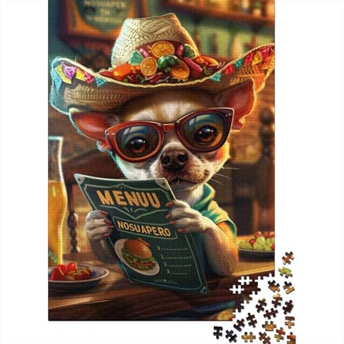 Restaurant-Chihuahua-Puzzles für Erwachsene, 1000 Puzzles, Holzpuzzles für Erwachsene, Lernspiel, Herausforderungsspielzeug, 1000 Teile (75 x 50 cm) von LBLmoney