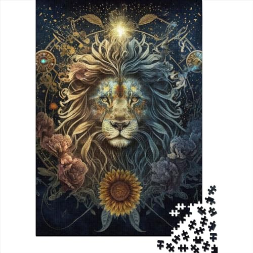 Sunflower Pride Lion Puzzle 300 Teile,Puzzle Für Erwachsene, Impossible Puzzle, Geschicklichkeitsspiel Für Die Ganze Familie,Puzzle Legespiel- Erwachsenenpuzzle Puzzel 300pcs (40x28cm) von LBLmoney