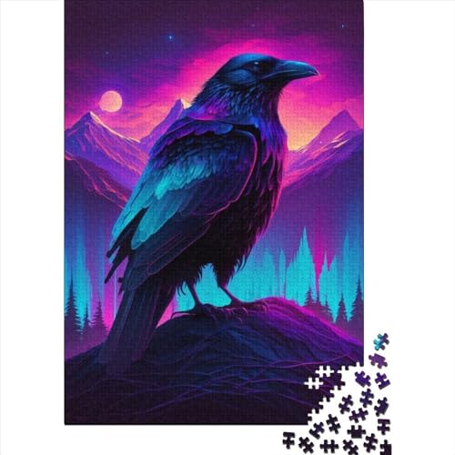 Synthwave Raven 300 Teile, Impossible Puzzle,Geschicklichkeitsspiel Für Die Ganze Familie, Erwachsenenpuzzle Ab 14 Jahren Puzzel 300pcs (40x28cm) von LBLmoney