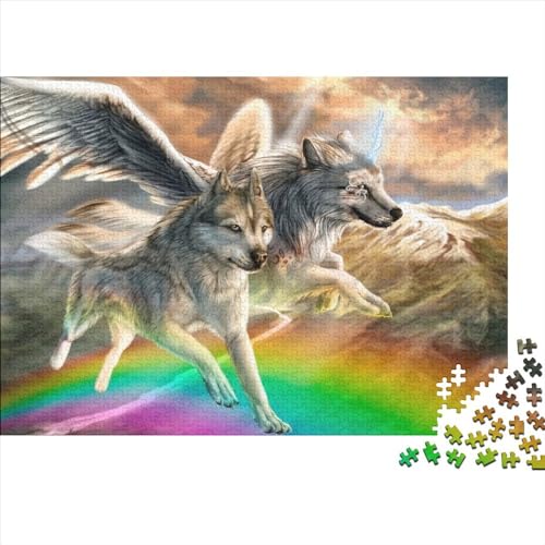 Tier-Wolf-Holzpuzzle für Erwachsene, 500 Teile, Puzzle für Puzzle, Puzzle für 18+ und Erwachsene, 500 Teile (52 x 38 cm) von LBLmoney