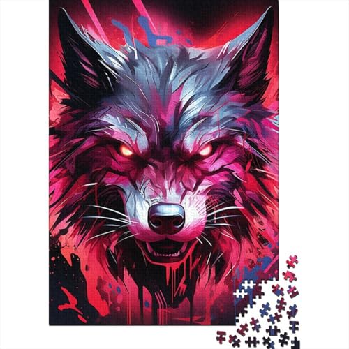 Wolf-Puzzles 500 Teile für Teenager, Geschenke, Holzpuzzles, Holzpuzzles, Puzzles für Erwachsene, Lernspiel, Herausforderungsspielzeug, 500 Stück (52 x 38 cm) von LBLmoney