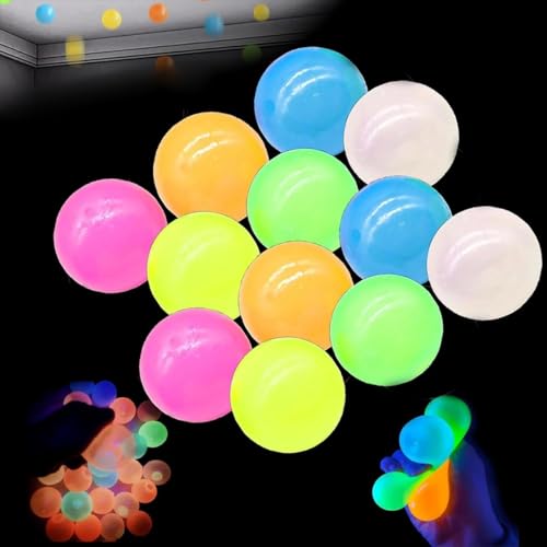 LCRORO Glorbs Balls, Glorbs Sticky Balls, Glow in The Dark Sticky Balls, Sticky Glow Balls, Sticky Ceiling Balls(12Pack) von LCRORO