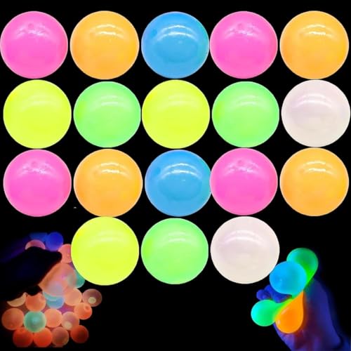 LCRORO Glorbs Balls – Glorbs Sticky Balls, Glorbs Glow Balls, im Dunkeln leuchtende, klebrige Bälle, die an der Decke haften, for Kinder und Erwachsene(18Pack) von LCRORO