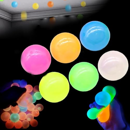 LCRORO Glorbs Balls – Glorbs Sticky Balls, Glorbs Glow Balls, im Dunkeln leuchtende, klebrige Bälle, die an der Decke haften, for Kinder und Erwachsene(6Pack) von LCRORO