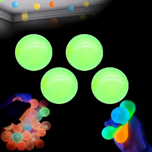 LCRORO Glorbs Balls – Glorbs Sticky Balls, Glorbs Glow Balls, im Dunkeln leuchtende, klebrige Bälle, die an der Decke haften, for Kinder und Erwachsene(Green 4pc) von LCRORO