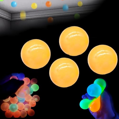 LCRORO Glorbs Balls – Glorbs Sticky Balls, Glorbs Glow Balls, im Dunkeln leuchtende, klebrige Bälle, die an der Decke haften, for Kinder und Erwachsene(Orange 4pc) von LCRORO