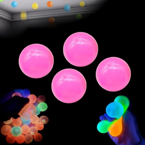 LCRORO Glorbs Balls – Glorbs Sticky Balls, Glorbs Glow Balls, im Dunkeln leuchtende, klebrige Bälle, die an der Decke haften, for Kinder und Erwachsene(Pink 4pc) von LCRORO