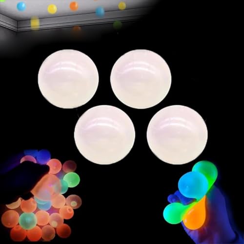 LCRORO Glorbs Balls – Glorbs Sticky Balls, Glorbs Glow Balls, im Dunkeln leuchtende, klebrige Bälle, die an der Decke haften, for Kinder und Erwachsene(White 4pc) von LCRORO