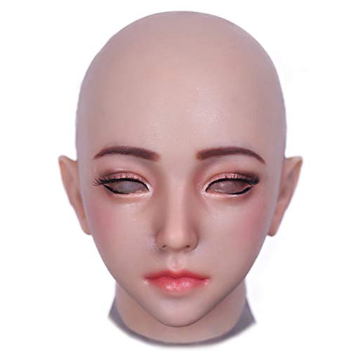 LCUPPON Silikon Femmina Maschera Crossdresser realistica con trucco per Halloween Cosplay (Beige) von LCUPPON