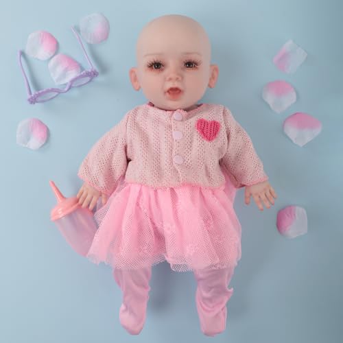 LCUPPON Mini Reborn Baby Puppe Silikon 10 Zoll Voll Silikon Körper für Kinder (Elfenbein) von LCUPPON