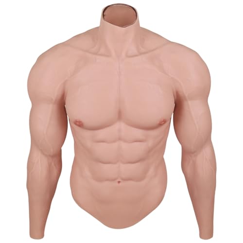 LCUPPON Silikon Muskel Anzug Kostüm Realistische Plus Größe mit Armen Macho Muskel Anzug Simulation Muskeln Cosplay Transgender (Beige, L) von LCUPPON