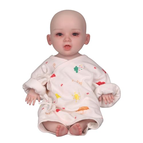 LCUPPON Silikon Reborn Baby Puppe Mädchen 14 Zoll Voll Silikon Körper Nicht Vinyl Nicht TPE Puppen (Beige) von LCUPPON