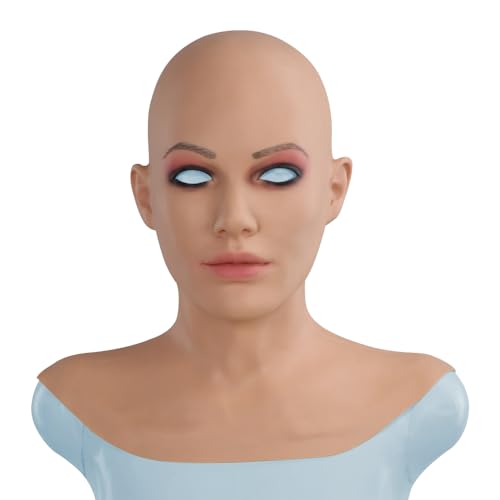 LCUPPON Silikon Weibliche Crossdresser Maske mit Gesicht Makeup für Halloween Cosplay (Braun) von LCUPPON