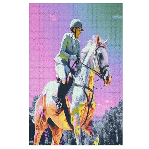 1000 Teile Puzzle Für Erwachsene, Horse Racing -Puzzles, Kinder HolzPuzzle, Kreatives Puzzle, Geschenk Für Freunde Und Familie 78×53cm von LCWWW