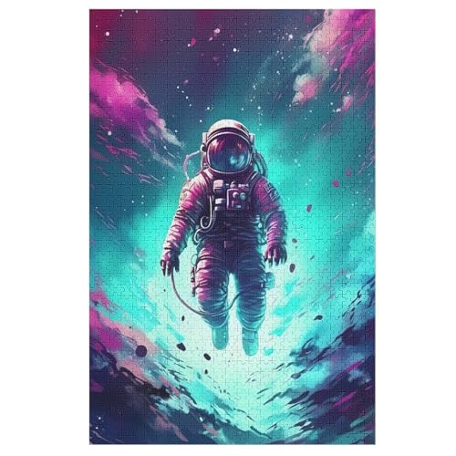 Astronaut Puzzle Für Erwachsene,1000-teiliges Puzzles, Für Erwachsene Und Kinder,Holzpuzzle,Lernspielzeug, 78×53cm von LCWWW