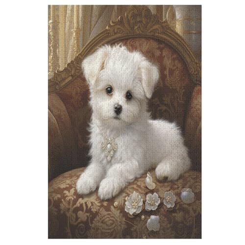 Bichon Frisé Puzzles 1000 Teile Erwachsener Kniffel Spaß Für Die Ganze Familie, Holzpuzzle Kinder Erwachsene, Impossible Puzzle Schwer 78×53cm von LCWWW