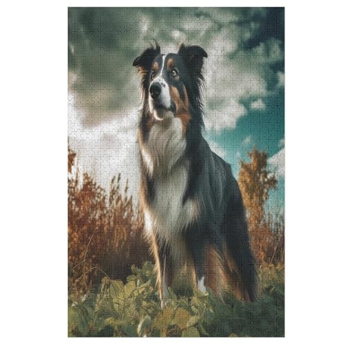 Border Collie Puzzle 1000 Teile, Holzpuzzle Für Erwachsene Kinder, Impossible Puzzles, Geschicklichkeitsspiel Für Die Ganze Familie 78×53cm von LCWWW