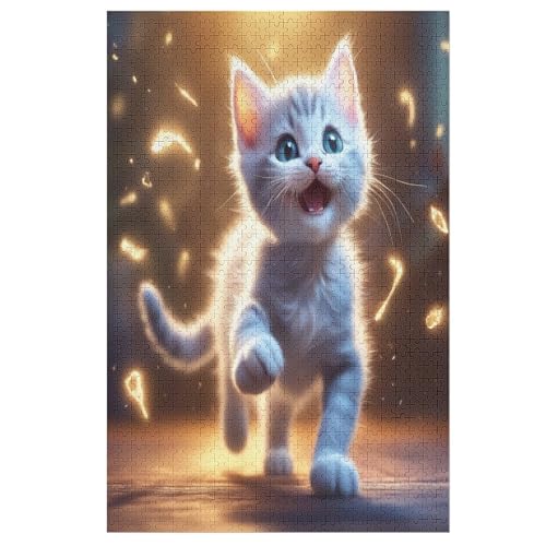 Cute Katze 1000 Teile Holzpuzzle,einzigartiges Puzzle, Geschenk Für Erwachsene,Familienspiel,Herausforderungsaktivität,78×53cm von LCWWW