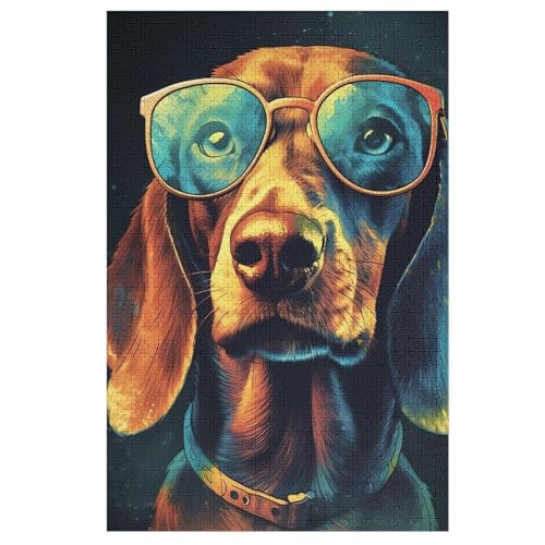 Dachshund Hund Puzzle 1000 Teile, Holzpuzzle Für Erwachsene Kinder, Impossible Puzzles, Geschicklichkeitsspiel Für Die Ganze Familie 78×53cm von LCWWW