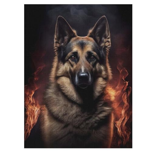 Deutscher Schäferhund Puzzle Für Erwachsene,500-teiliges Puzzles, Für Erwachsene Und Kinder,Holzpuzzle,Lernspielzeug, 55×41cm von LCWWW