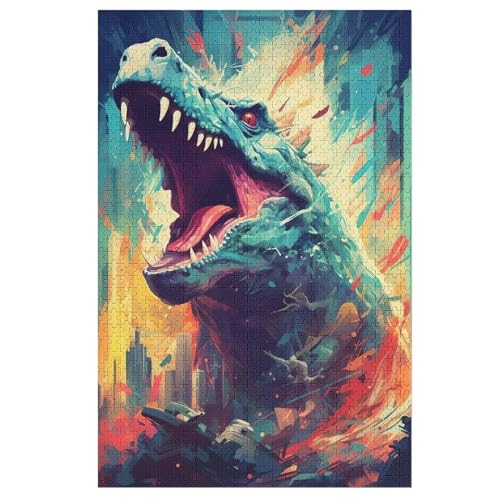 Dinosaurier Puzzles 1000 Teile Erwachsener Kniffel Spaß Für Die Ganze Familie, Holzpuzzle Kinder Erwachsene, Impossible Puzzle Schwer 78×53cm von LCWWW