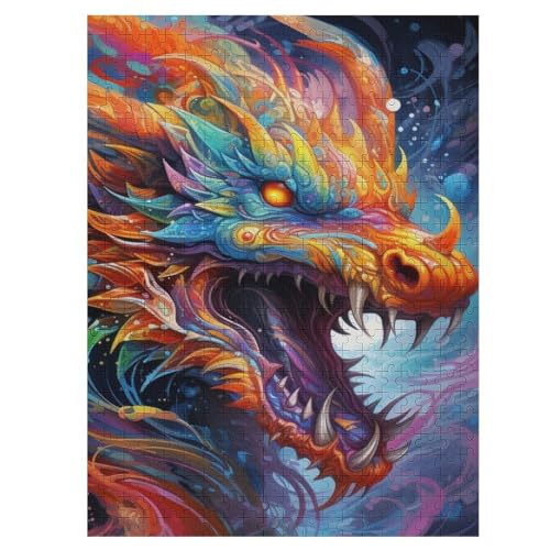 Drache 500 Teile Puzzles Für Erwachsene, Impossible Puzzle, Geschicklichkeitsspiel Für Die Ganze Familie, Kinder Holzpuzzle 55×41cm von LCWWW