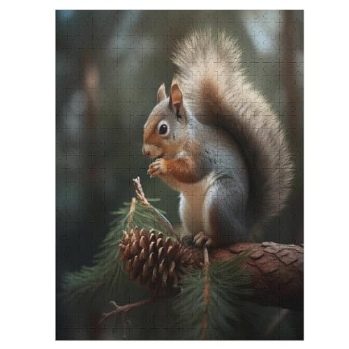 Eichhörnchen Puzzle Für Erwachsene,500-teiliges Puzzles, Für Erwachsene Und Kinder,Holzpuzzle,Lernspielzeug, 55×41cm von LCWWW