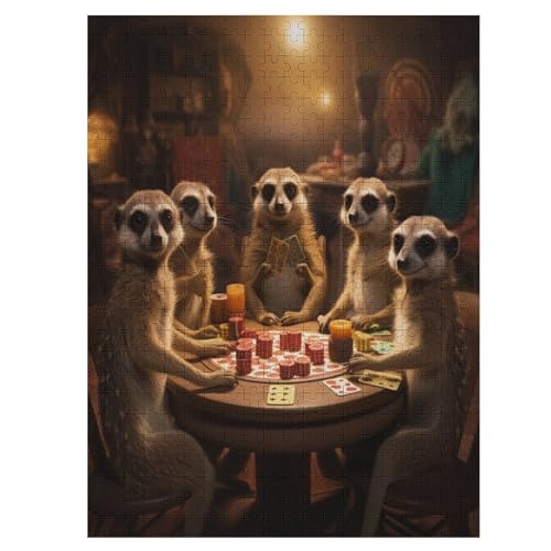 Erdmännchen Puzzles 500 Teile Erwachsener Kniffel Spaß Für Die Ganze Familie, Holzpuzzle Kinder Erwachsene, Impossible Puzzle Schwer 55×41cm von LCWWW