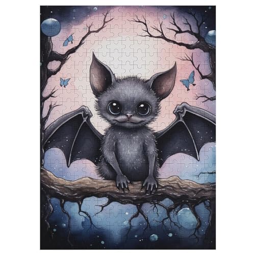 Fledermaus Puzzle 300 Teile, Holzpuzzle Für Erwachsene Kinder, Impossible Puzzles, Geschicklichkeitsspiel Für Die Ganze Familie 42×30cm von LCWWW