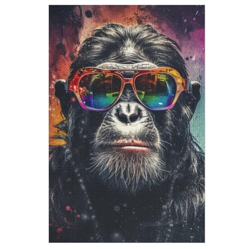 Gorilla Puzzles 1000 Teile Erwachsener Kniffel Spaß Für Die Ganze Familie, Holzpuzzle Kinder Erwachsene, Impossible Puzzle Schwer 78×53cm von LCWWW