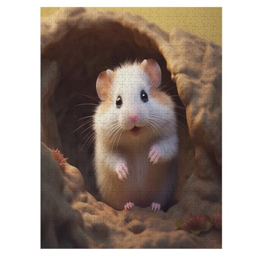 Holzpuzzle Cute Hamster Puzzle 500 Teile Erwachsene Klassische Pädagogisches Spielzeug Kinder Lernspiel Herausforderndes Puzzles 55×41cm von LCWWW