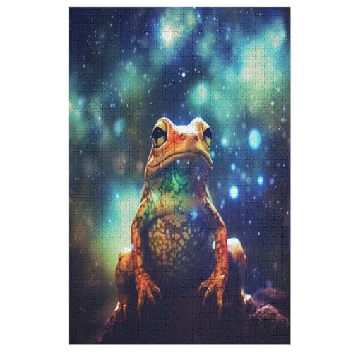 Holzpuzzles 1000 Teile Frosch -Puzzle Für Jungen Und Mädchen, Schwierigkeitsgrad, Lernspiele, Familienspielzeug 78×53cm von LCWWW