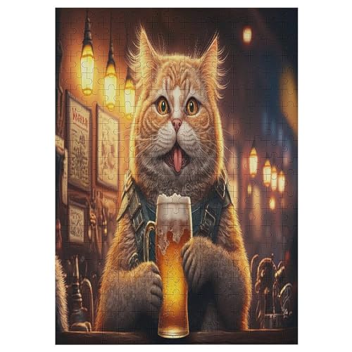 Holzpuzzles 300 Teile Katze -Puzzle Für Jungen Und Mädchen, Schwierigkeitsgrad, Lernspiele, Familienspielzeug 42×30cm von LCWWW