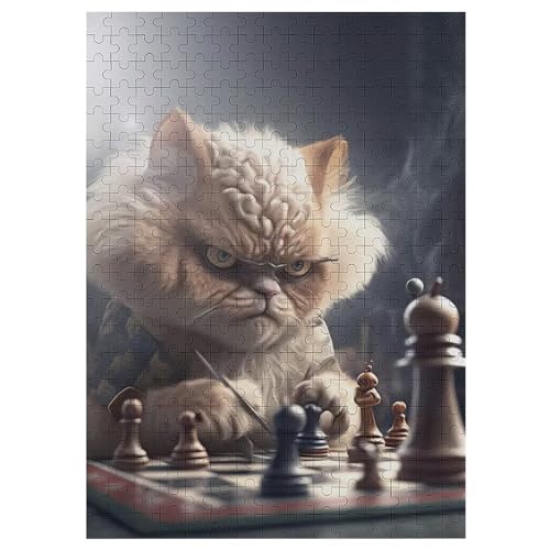 Holzpuzzles 300 Teile Katze -Puzzle Für Jungen Und Mädchen, Schwierigkeitsgrad, Lernspiele, Familienspielzeug 42×30cm von LCWWW