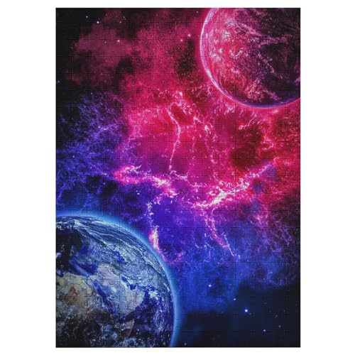 Holzpuzzles 300 Teile Planet Sternenhimmel -Puzzle Für Jungen Und Mädchen, Schwierigkeitsgrad, Lernspiele, Familienspielzeug 42×30cm von LCWWW