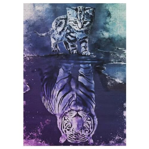 Holzpuzzles 300 Teile Tiger -Puzzle Für Jungen Und Mädchen, Schwierigkeitsgrad, Lernspiele, Familienspielzeug 42×30cm von LCWWW