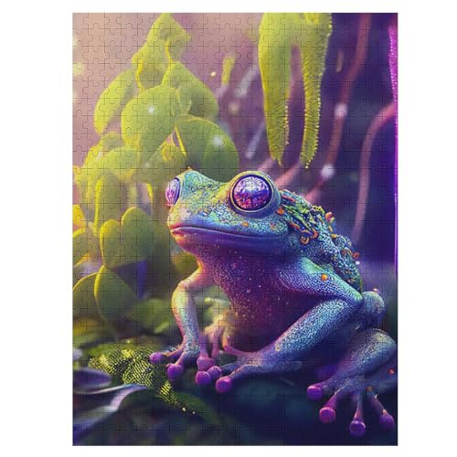 Holzpuzzles 500 Teile Frosch -Puzzle Für Jungen Und Mädchen, Schwierigkeitsgrad, Lernspiele, Familienspielzeug 55×41cm von LCWWW